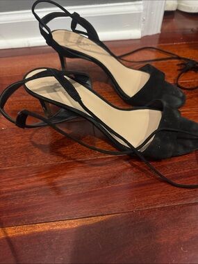 Lord & Taylor Black Suede Strappy Slingback Heels
